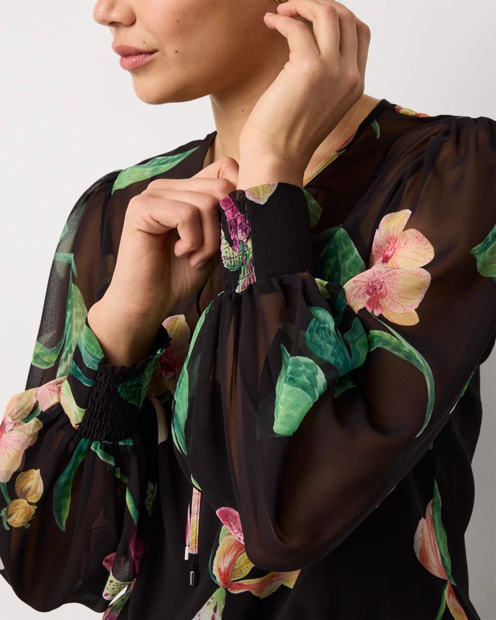 Chiffon Tie-Neck Blouse | White House Black Market